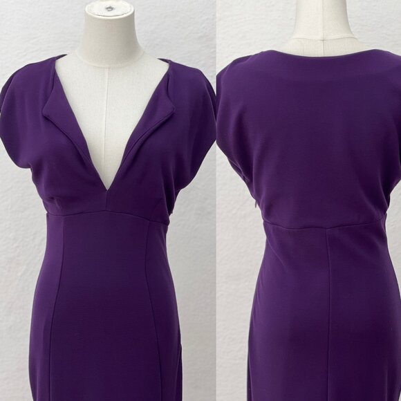 Mango Suit Purple Stretch Knit Sheath Midi Dress Size M Dark Romance/ Dark Siren - Picture 16 of 16